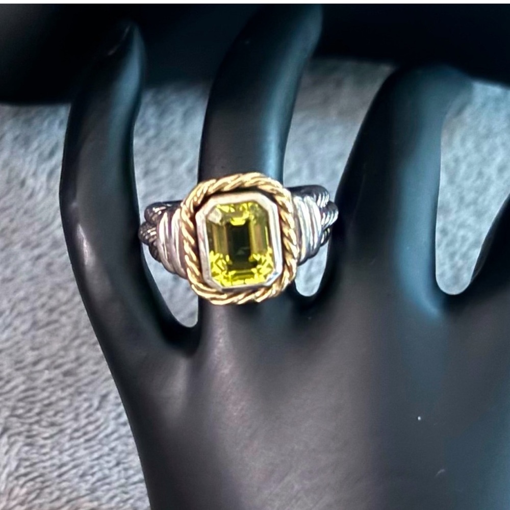 Lemon Quartz Country Club Style Sterling Silver Ring size 7